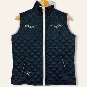 Cowgirl Hardwear Black Gem Bling Western Rodeo Quilted Zip Up Puffer Vest S